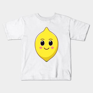 Cute Kawaii Lemon, Cartoon Citrus Fruit Kids T-Shirt